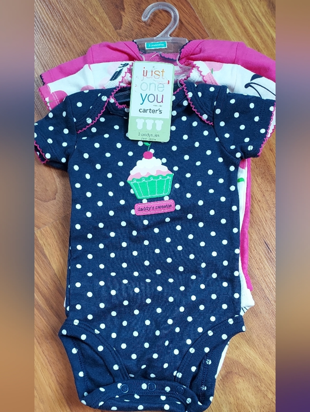 Carter's 3-pk Navy Polka Dot Cupcake, Cherry And  Cherries